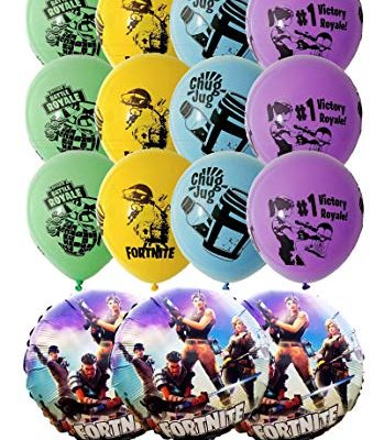 6 X 12" large Fortnite Latex Black And Grey Printed Balloons Themed Birthday