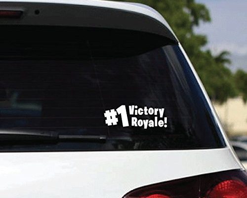 Fortnite #1 Victory Royale 2.6" x 7" White Vinyl Car Laptop Decal Sticker