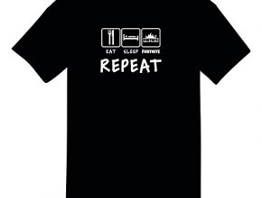 DhoomBros Fortnite Battle Royale Tilted Towers Eat Sleep Repeat Youth Kids Teen Mens T Shirt (Youth Medium/10-12 yrs, Fortnite Eat Sleep Repeat)