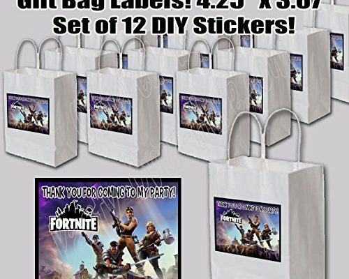 FORTNITE Stickers Video Game Truck Party Favors Supplies Decorations THANK YOU Gift Bag Label STICKERS ONLY 3.75" x 4.75" -12 pcs