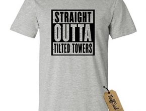 NuffSaid Straight Out of Tilted Towers T-Shirt - Video Game Tee (Small, Sports Grey - Black Ink)