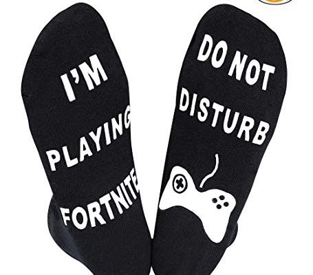 YILLEU Mens Women's Novelty Socks Anti Slip Great Gift for Fortnite Gamer Lovers (Ankle Socks 2 pairs)