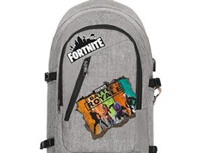 Fortnite Backpack Battle Royale Premium Leather Bottom School Bag Notebook Daily 15 inch Laptop Backpack (Office grey)