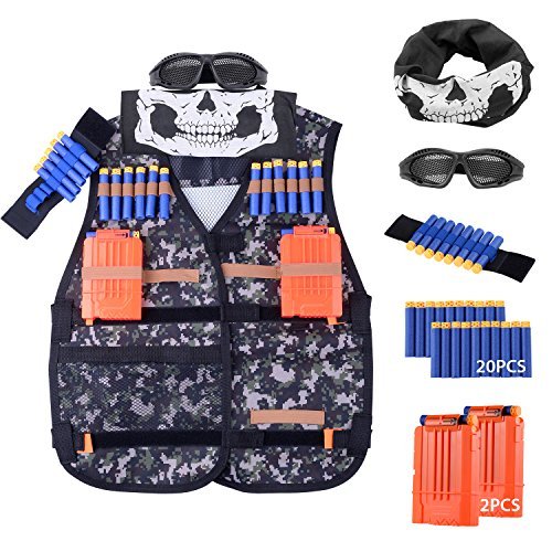 Kids Tactical Vest Kit for Nerf Guns N-Strike Elite Series, with 20 Pcs ...