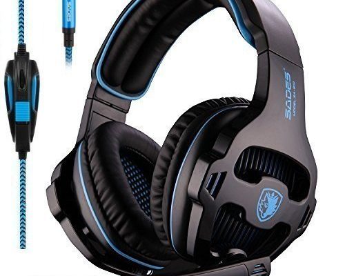 SADES SA810 Stereo Gaming Headset for Xbox One PC PS4 Over-Ear Headphones with Noise Canceling Mic Soft Ear Cushion 3.5mm Jack Cable for Mac Smartphone Laptop Tablet