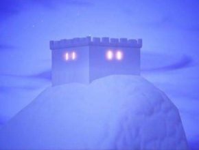 Castle lights turn on as the Fortnite iceberg moves inland