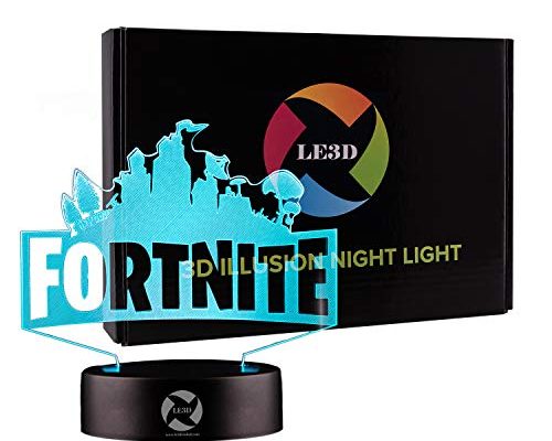 3D Optical Illusion Night Light - 7 LED Color Changing Lamp - Cool Soft Light Safe for Kids - Solution for Nightmares - Fortnite Battle Royale and Save The World