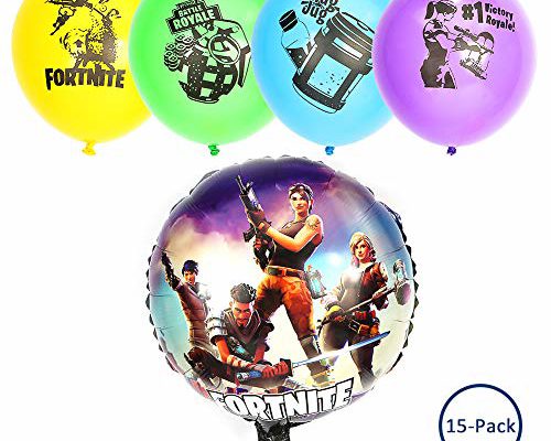 15 PCS Kids’Gaming Balloons Decoration, Merssyria Fort-nite Party Supplies Balloons Set Foil and Latex Balloons Birthday Party Supplies Bundle