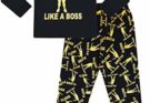 Floss Like a Boss All Over Gaming Black Gold Cotton Long Pajamas (10)