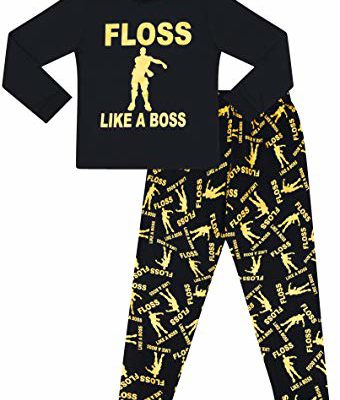 Floss Like a Boss All Over Gaming Black Gold Cotton Long Pajamas (10)