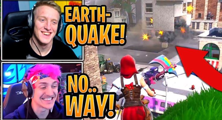 Streamers React to New *LIVE* Earthquake Event DESTROYING Tilted Towers Building! - Fortnite